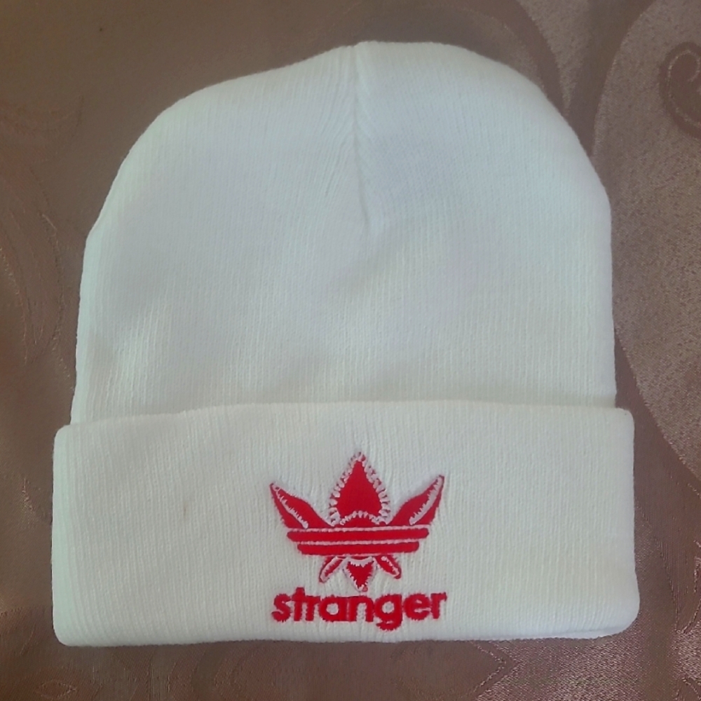 Adidas White Beanie with Red Trefoil
